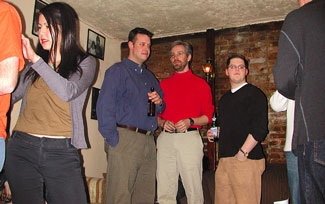 Three of Thennes' coworkers keep to themselves.